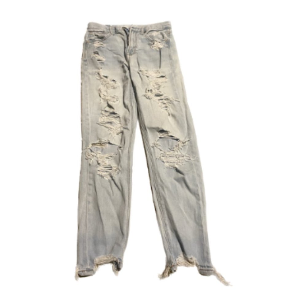 Distressed mom jeans